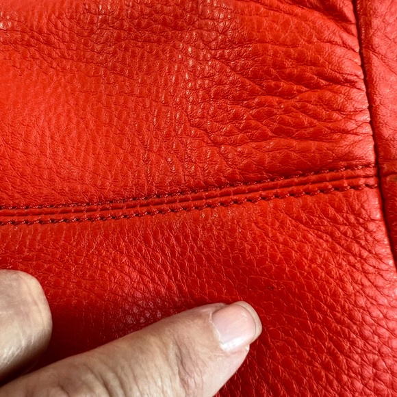 Tory Burch Marion Red/Orange Slouchy Tote w/Dust Bag - Picture 13 of 16